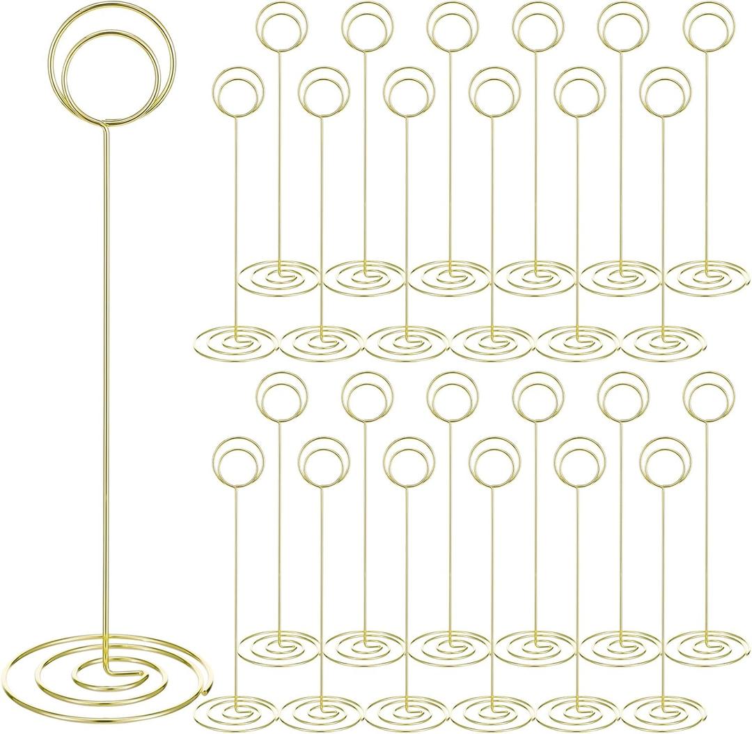 24 Pack Table Number Holder Wire Photo Holder Picture Name Menu Clips Memo Note Cards Stand for Wedding Reception Anniversary Birthday Centerpieces