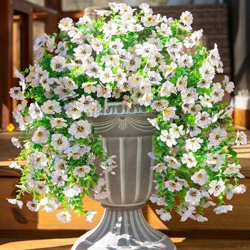 INSPRING Artificial Faux Outdoor Outside Flowers Plants, 2 PCS Fake Silk UV Resistant Look Real White Daisy Trailing Vines for Front Door Porch Planter Urn Patio Balcony Decoration INSPRING Artificial Faux Outdoor Outside Flowers Plants, 2 PCS Fake Silk UV Resistant Look Real White Daisy Trailing Vines for Front Door Porch Planter Urn Patio Balcony Decoration