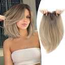 Ms Taj Hair Topper 12 Inch Hair Toppers for Women with Thinning Hair 6.5"x6.5" Large Base Synthetic Hair Topper with Bangs Fiber Wiglets Ladies Toppers Hair Pieces for Women-Ombre Dark Blonde