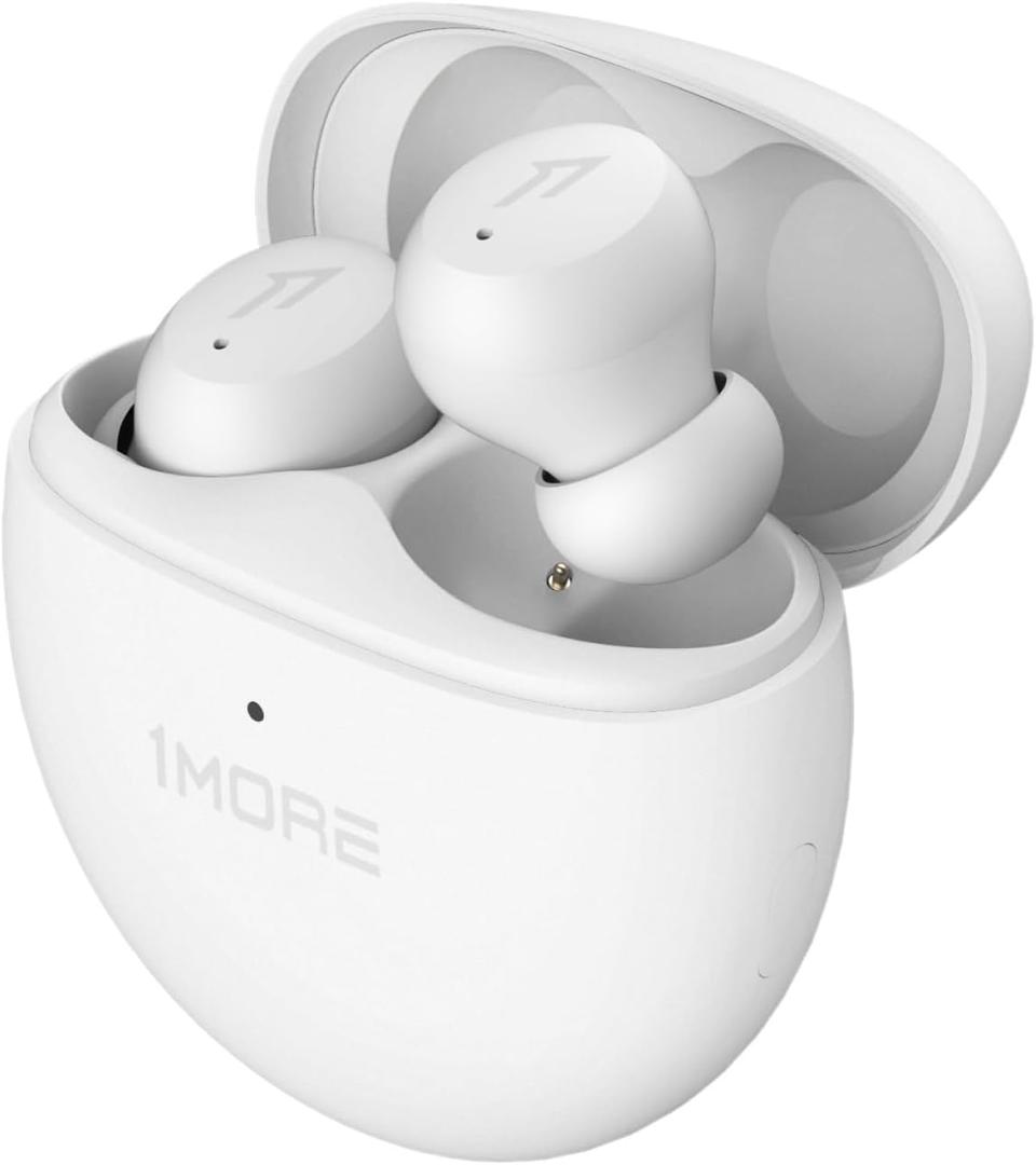 1MORE Active Noise Cancelling Earbuds - ComfoBuds Mini Wireless in Ear Headphones, Bluetooth 5.0, Up to 40dB ANC, Clear Calls, Wireless Charging, Waterproof, White
