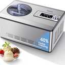 Gasbye Ice Cream Maker with Upgraded Compressor, [40% Faster Freezing], No Pre-Freezing Needed, LED Display, 2.1 Qt Capacity, Easy Operation for Ice Cream & Yogurt, Stainless Steel