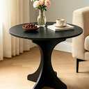 24In Black Round Side Table, Modern Accent End Table with Curved Integrated Tripod Base, Minimalist Large Round Sofa Side Table Nightstand for Living Room Bedroom Balcony
