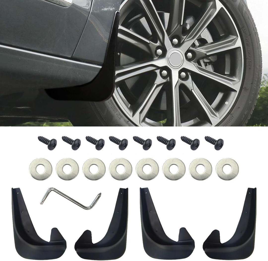 4PCS Car Mud Flaps, Mud Guards, No Drilling Mudguards Mudflaps with Hardware Kits, Automotive Exterior Accessories Universal Front & Rear Wheel Splash Guard for Protecting Car Body