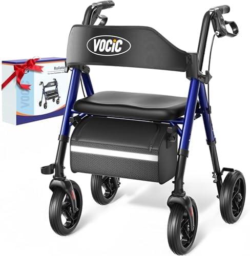 Walkers for Seniors, Z21 Rollator Walker with Seat Supports 350lb, 8" Big Wheels for All Terrain, Ergonomic Arc Seat & 6" Ultra Backrest Foldable Walker, Dual Height Adjustment, Lightweight 2025