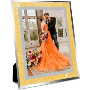 Glass Photo Frame 4x6 inch High Definition Vertical Horizontal Display Diamond Shiny Desk Table Shelf Wedding Decoration