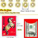 2 x 36 Pcs Chinese Red Envelopes Lucky Money Envelopes 2026 Chinese New Year Horse Year Envelope and 60 Pieces Chinese Feng Shui Coins Good Luck Fortune Coin I-Ching Coin for Health and Wealth, Medium