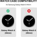 Bling Band with Case Compatible for Samsung Galaxy Watch 8 40mm 44mm, Women Diamond Butterfly Metal Bracelet Rhinestone Strap with Protector Case