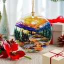 7 x Mountain Range Ornament  Christmas Decoration & Christmas Ornament; Round Ceramic (Holiday Present, Bauble Present, Gift Idea, and Gift Exchange) | Heirloom Keepsake