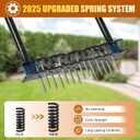 Lawn Aerator Tool with 14 Metal Spikes Manual Yard Aerator with Spring Base & Auto Leaf Cleaning for Soil Aeration, Lawn Care, Grass Health Heavy Duty Aerator for Garden, Backyard, Patio