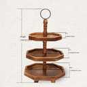 MRPAPA Tiered Tray Stand Wood Tier Serving Tray, Three Decorative Trays, Wooden Cupcake Stand 3 Tiered Farmhouse Trays for Home Decor(L 13.8 W 12.5 H 21.8)
