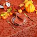 misaya Rectangle Thanksgiving Tablecloth, Waterproof Jacquard Fall Table Cloth, Damask Cloth Table Cover for Harvest Decor (52" x 70", Rust Vine Pattern) (Terracotta)