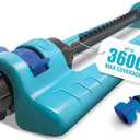 Aqua Joe Oscillating Sprinkler with Adjustable Spray, 16 Clog-Resistant Nozzles, Metal Base & 3600 Square Foot Coverage, Compatible with Garden Hoses