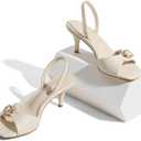 Womens Slingback Kitten Heels Open Toe Summer Sandals Low Heels Dress Sandals Wedding Party Shoes for Women, Size 7.5