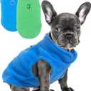 2 Pieces Fleece Dog Sweater Vest Winter Warm Puppy Sweaters for Small Dogs Male Female Fall Pullover Dog Clothes with D-Ring Soft Puppy Outfit Coat (Blue,Green, Large)