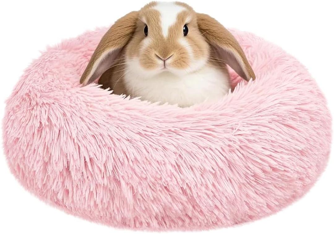 Bunny Bed Rabbit Hideout Large Soft & Comfortable Small Animal Bedding Cozy Bed Mat Warm Hideaway Cage Accessories for Guinea Pig (Pink)