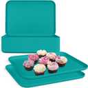 Plastic Serving Trays, 12 Pack Cafeteria Trays Plastic Fast Food Tray for DIY Projects, Painting, Beads, Organizing Supply, 9.4 X 6.7 X 0.6 Inches (Turquoise)