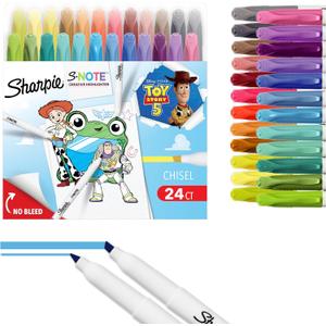 Sharpie S-Note Creative Highlighters, Toy Story 5 Packaging, Chisel Tip, Assorted, 24 Count