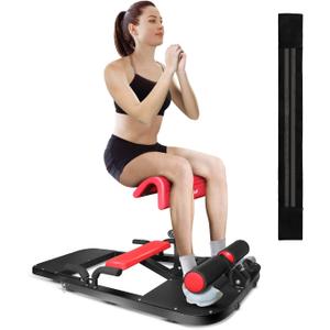 Yes4All Hip Thrust Machine Including Resistance Bands, Glute Machine Sissy Squat Machine, Hip Thrust Bench for Glute Training (Red)