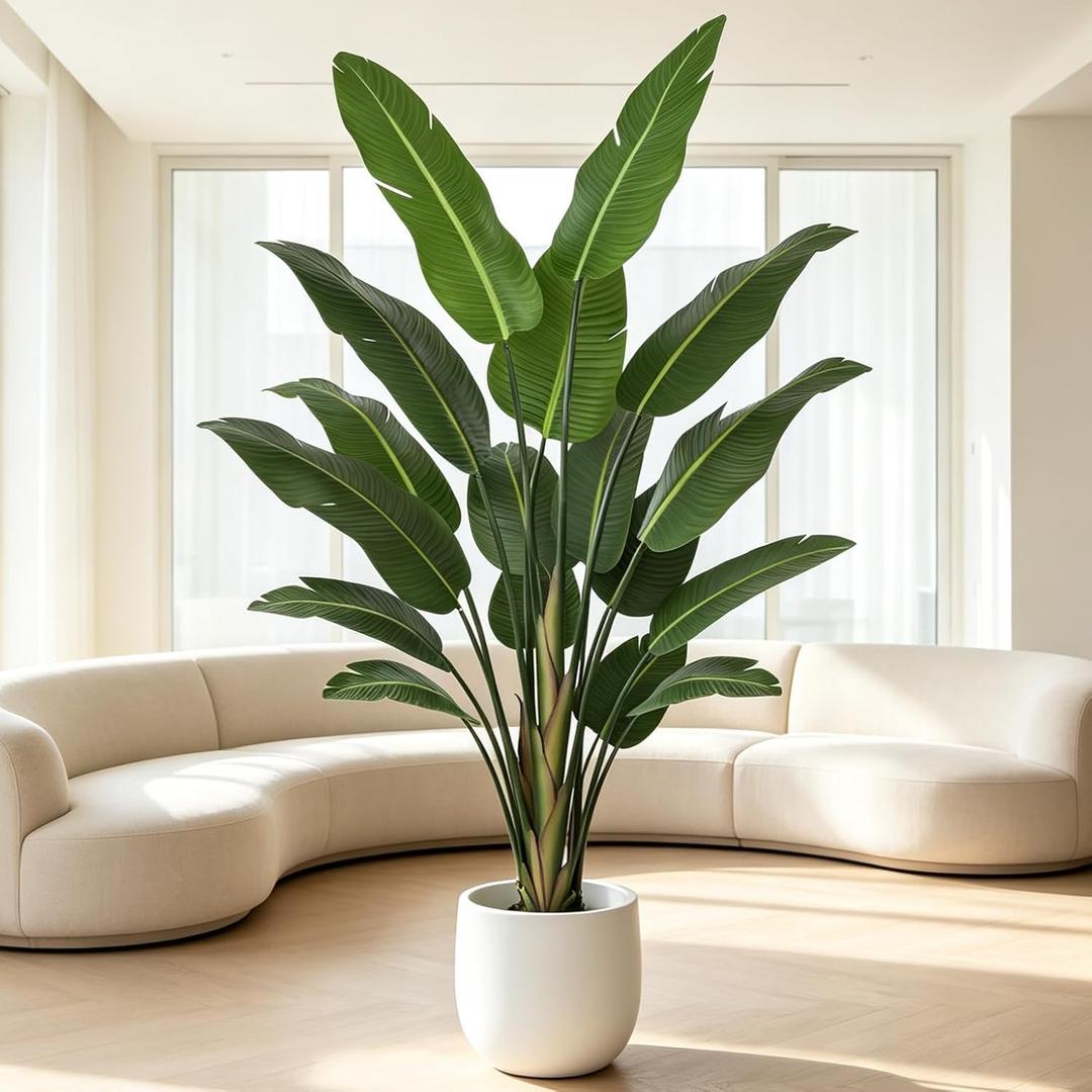 Artificial Bird of Paradise Tree 8FT 17 Thick Matte Texture Leaves