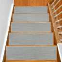 SMILOOL Stair Treads Non Slip for Wooden Steps Indoor 9" x 36" 15 Pack Extra Wide Stair Tread Carpet Stairs Runner, Step Pads with Reusable Adhesive for Dogs Kids Elders, Machine Washable, Light Grey