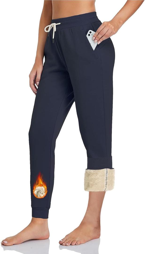Inno Women's 28" 31" 34" 36" Sherpa Polar Fleece Lined Jogger Pants Warm Sweatpants Thermal Athletic Lounge Petite Tall (XXL)