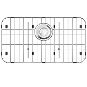 Metal Sink Rack 23" X 13", Stainless Steel Sink Protector for Kitchen Sink, Large Sink Grid for Bottom of Sink with Strainer and Corner Radius 2.4", Sink Grate with Rear Drain Hole for Single Bowl, 1 Pack