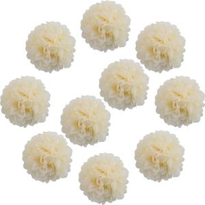 10pcs DIY Decorative Tissue Paper Pom-poms Flowers Ball Perfect for Party Wedding Home Outdoor Decoration (14-inch Diameter, Milky)