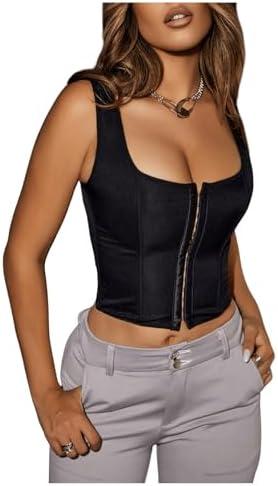 SOLY HUX Women's Y2K Vintage Strapless Overbust Corset Top Corset Boned Lace-Up Back Bodyshaper Crop Bandeau Top S