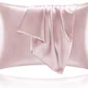 BEDELITE Satin Pillowcase for Hair and Skin, Super Soft and Cooling Similar to Silk Pillow Cases 2 Pack with Envelope Closure, Gift for Women Men(20"x30" Queen Size, Lotus Pink)