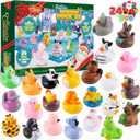JOYIN 2025 Christmas Advent Calendar Ducks, Rubber Ducks for Boys Girls Kids and Toddlers, Party Favor Xmas Gifts, Rubber Ducky Bath Toys, Kids Xmas Fun Ducks, 24 Days Christmas Countdown