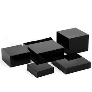 Leinuosen 5 Pcs Food Risers for Buffet Table Large Buffet Risers Acrylic Display Box Acrylic Cube Display Stands for Dessert Catering Supplies(Black,6" 7''8" 9" 10")