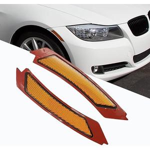 KYYET Compatible with BMW E90 E91 LCI 2009 2010 2011 4 Door Sedan Side Marker Lamps Bumper Reflector(Amber Lens)