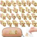 Jutom 104 Pcs Self Adhesive Chenille Iron on Letter Patches Letter Chenille Stick on Embroidered Patch for Clothing Jackets Backpacks Hats(Boho,Brown)