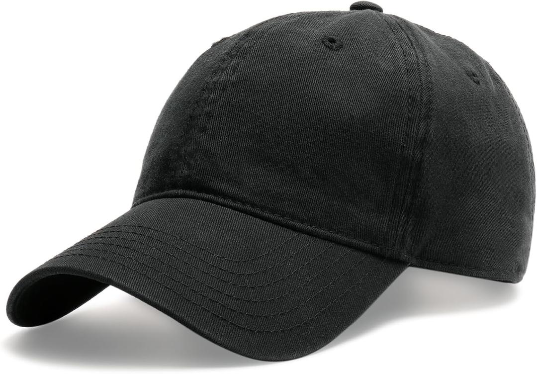 FURTALK Unisex Vintage Washed Unstructured Baseball Cap Washed Cotton Adjustable Dad Hat (Medium-Large, Black)