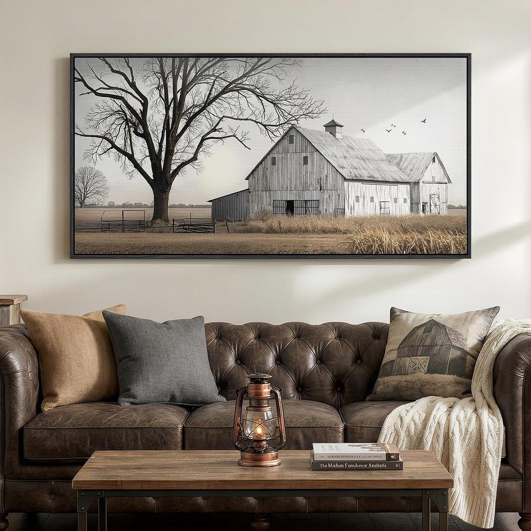 Large Framed Farmhouse Wall Art for Living Room, 60x30 In