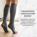 MGANG 20-30 mmHg Compression Stocking for Men and Women, Medical Compression Socks, Knee High Length, Open Toe, for DVT, Varicose Veins, Relief Shin Splints, Edema, Gray Small