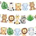 Jungle Safari Banners 2pcs Safari Animals Birthday Party Cutout Banners Theme Party Garland Decorations for Wild One Baby Shower Supplies