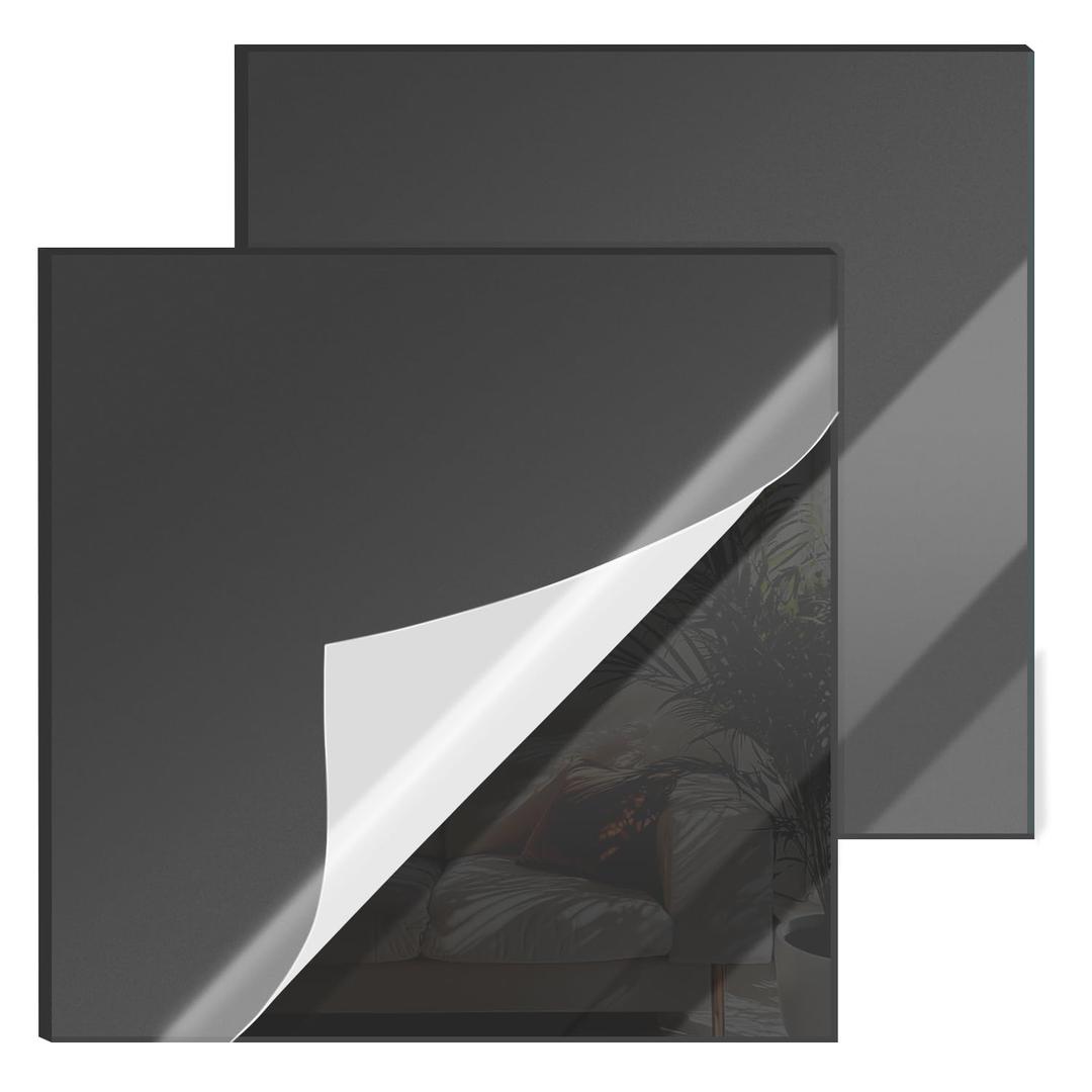 12x12 Inches Black Mirror Acrylic Sheet 2 Pcs Reflective Acrylic Panel for DIY Crafts, Home Dcor & More (30x30 cm)