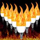E12 LED Flickering Candelabra Flame Effect Light Bulbs - 3 Modes Flicker Chandelier Candle Fire Gas Lantern Effect Type B Base Small Lights Bulbs for Outdoor Halloween Holiday Decorations (8 Pack)