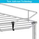 HuggieGems 3 Tier Floor Standing Corner Shower Caddy Organizer Shelf with Hooks, Bathroom Shelves Stand Rack, Silver