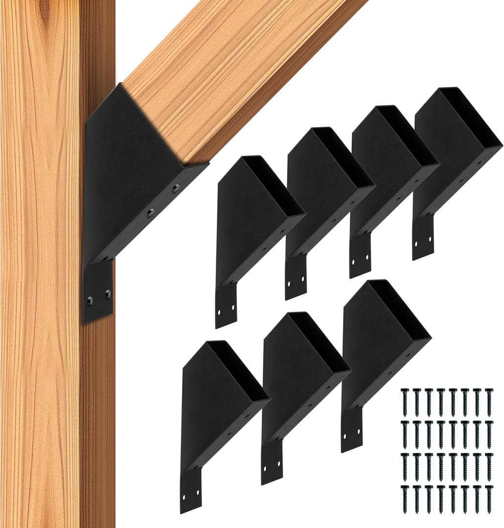 Iron Forge Tools 2x4 Pergola Brackets - 8 Pack Powdercoated Steel Corner Pergola Kit - 45 Degree Angle Bracket Angle Brace for DIY Installation - Hardware Kit and Accessories, Roof Gazebo Kits