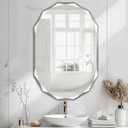 Bathroom Mirror for Wall, 24" x 36" Oval Bathroom Vanity Mirror, Beveled Edge Frameless Wall Mount Vanity Mirror, Wall Mirror Decorative, Irregular Beveled Edge (Nature)
