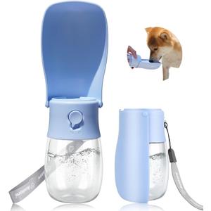 Foldable Dog Water Bottle,Portable Water Dispenser,Outdoor Pet Water Bottle for Dog,Cat,Puppy,Walking,Hiking,Travel.Dishwasher Safe,Puppy Accessories,10oz (Blue)