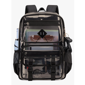 Clear Backpack for School, PVC Clear Bookbag Heavy Duty Transparent Backpack for Stadium Events See Through Bag