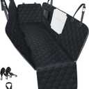 PETICON Dog Car Seat Cover with Mesh Window, 100% Waterproof Pet Seat Cover for Back Seat, Scratchproof Dog Hammock for Cars, Trucks, SUVs, Jeeps, Black