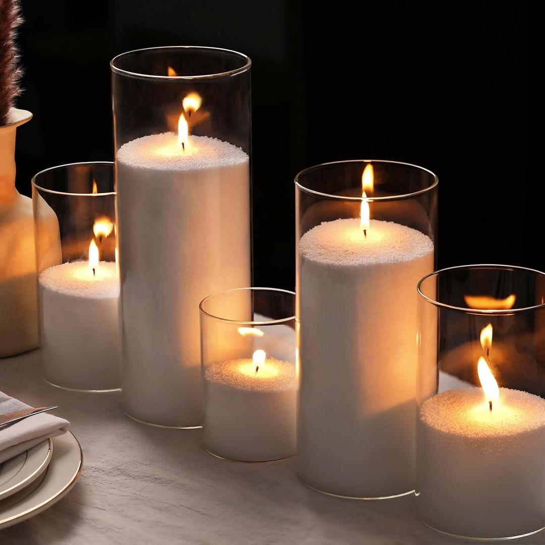 LAMORGIFT 8LB Candle Sand- White Candle Beads, Sand Wax, Pearled Candles with Wicks (50 Pcs) & Wooden Spoons, Unscented for Powder Candle Making, Candles Refill Kit