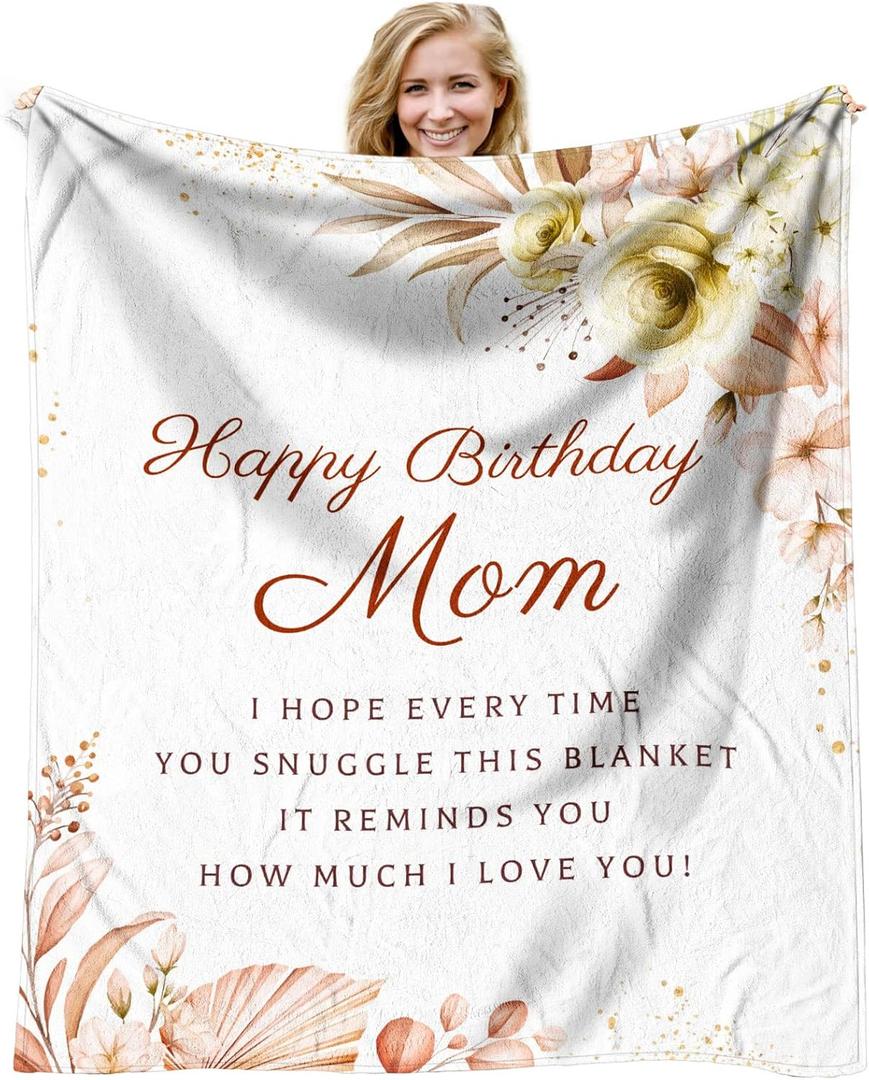 Birthday Gifts for Mom, Mom Birthday Gifts from Daughter Son, Unique Gift for Mothers Birthday, Mothers Bday Gift Fleece Blanket 60 x 50 Inch
