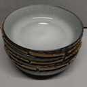 GBHOME 8.5'' Large Pasta Bowls, 38 Ounce Stoneware Salad Bowls for Kitchen, Ceramic Serving Bowls With Textured Pattern for Pasta, Fruit, Stews, Noodle, House-warming Gift, Set of 4 (36oz, Dolplin)