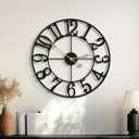 HAITANG 16 Inch Large Wall Clock for Living Room Decor, Black Metal Silent Non Ticking Battery Operated Modern Vintage Decorative Clock for Bedroom