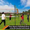 Zdgao 14 ft/20 ft 4-Way Volleyball and Badminton Combo Net with Soft Volleyball, Rubber Hammer and Carry Bag, Adjustable Height Four Square Volleyball Game Set for Backyard and Beach